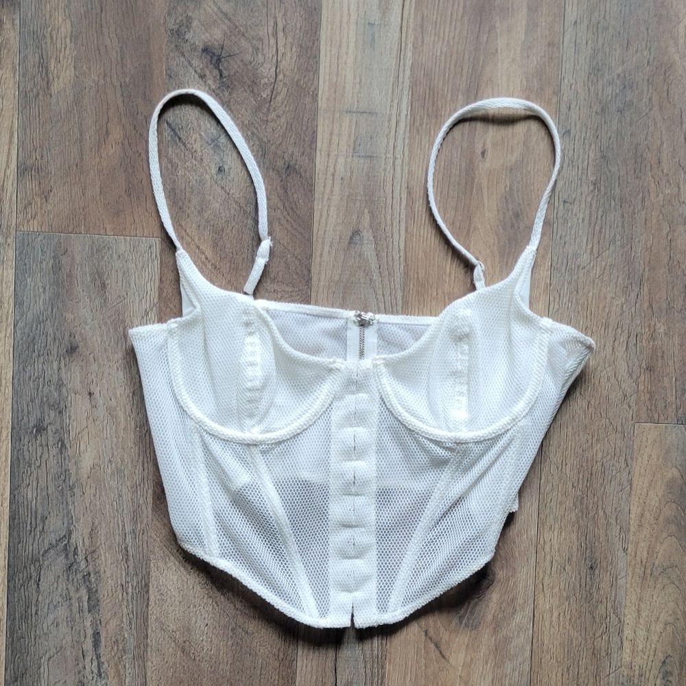 White Fox Boutique Mesh Corset Top - Picture 2 of 6